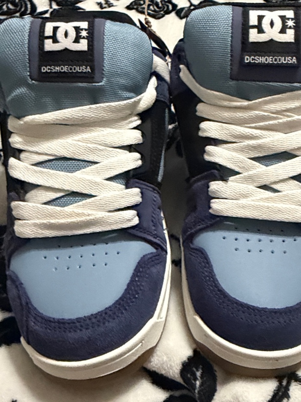 DC men’s Light Blue and Navy High-Top Sneakers